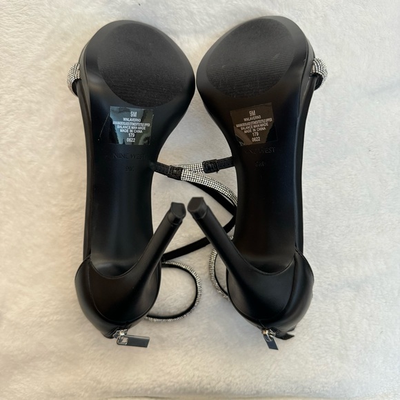 Black And Silver Gems Strappy Heels - Brand New - Size 9 - Nine West - Picture 8 of 8